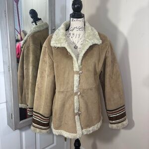 COLDWATER CREEK brown Faux Suede/ Shearling Coat